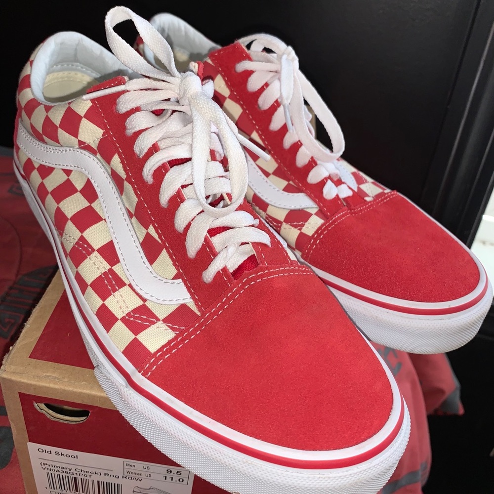 Vans Red Checkered Low Top Sneakers